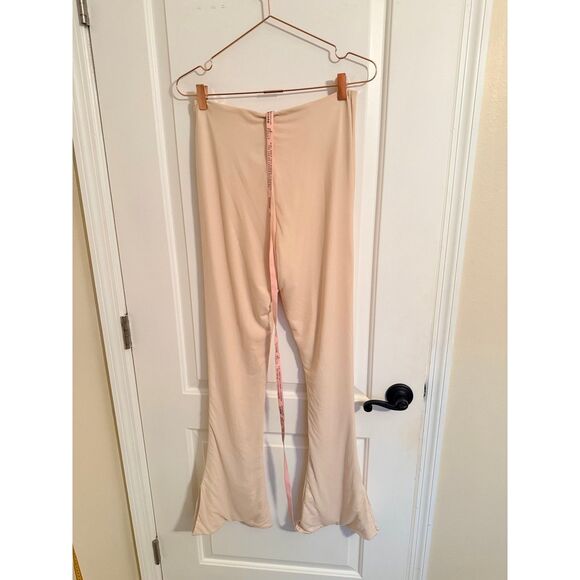 Oh Polly Trousers Women High Waisted Cut Out Flare 6 Sand Rhinestone 4684-T NWT - Picture 9 of 11